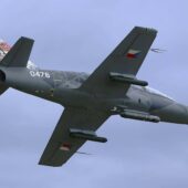 Չեխական L-39 Skyfox ուսումնական ինքնաթիռը թռիչքի ընթացքում